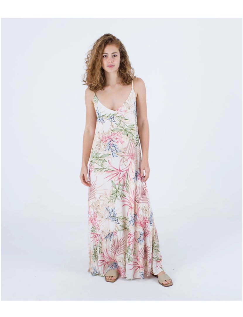 Hurley - Vestido Maxi com Folhos Summer Palm 