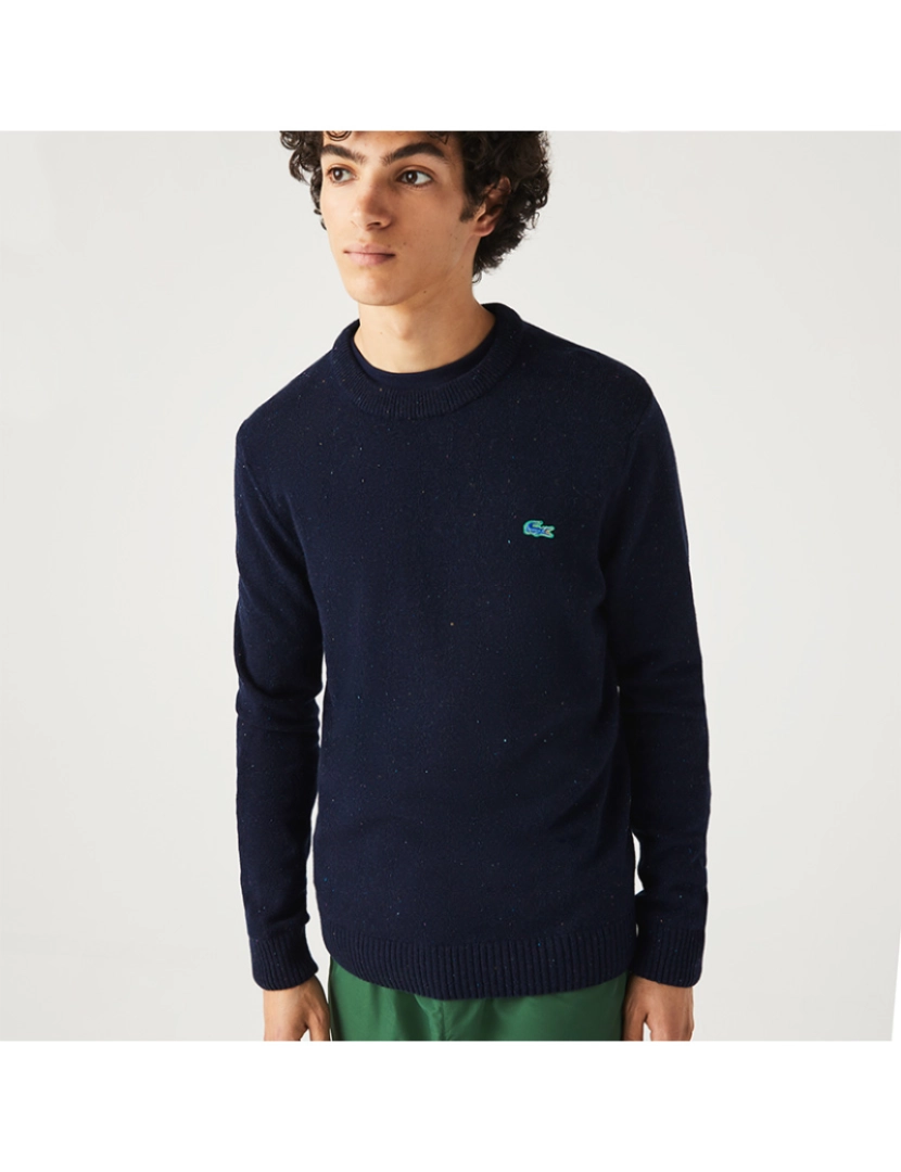 Lacoste - Sweatshirt de lã de corte regular com estampa manchada Homem Azul Marinho Nepse