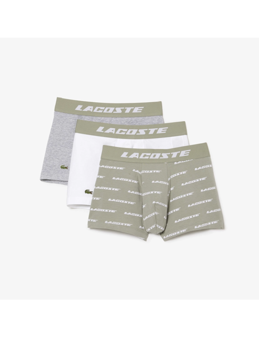 Lacoste - Pack 3 Boxers De Homem Lychen Argent Chine Branco