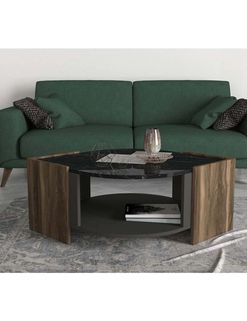 ASR - Mesa de Apoio Walnut Cinza Preto