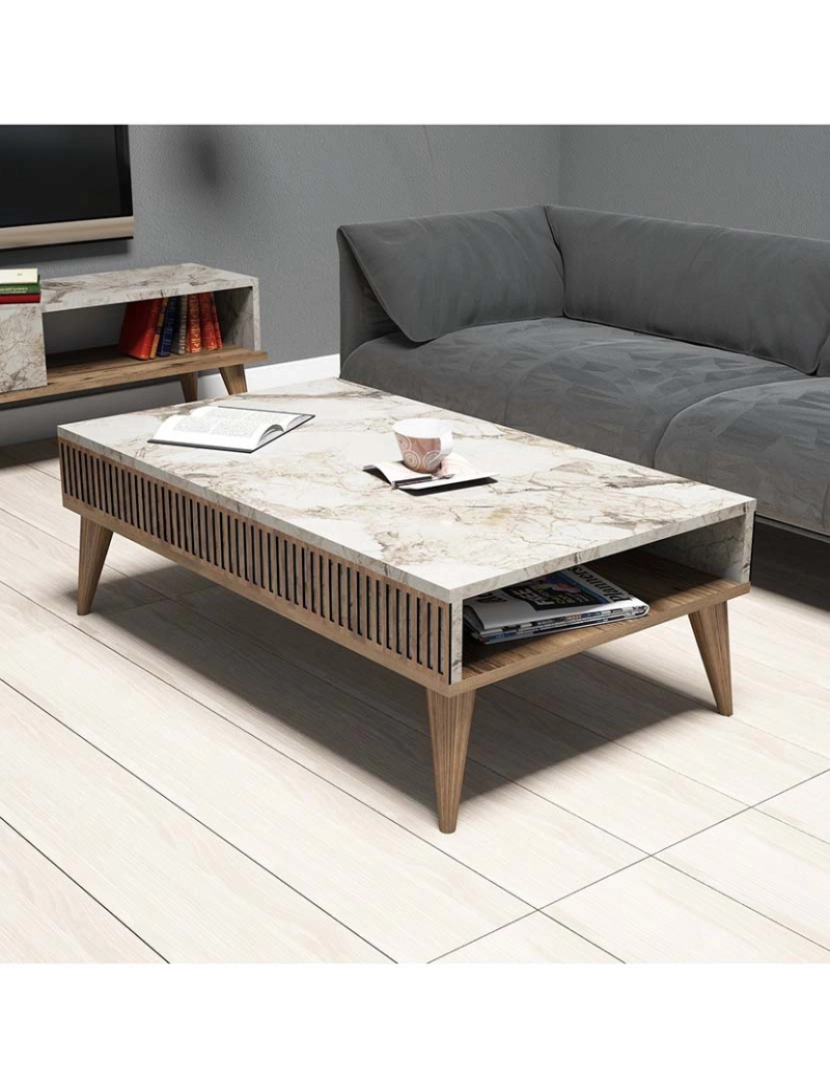 ASR - Mesa Apoio Walnut Branco