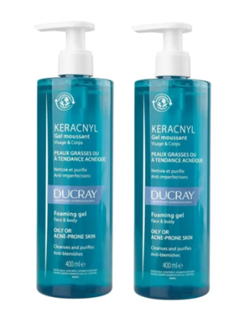 Ducray  - Keracnyl Duo Cleansing Gel 2 X 400 ml