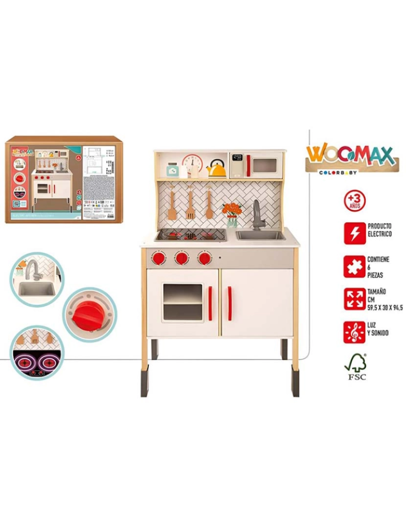 Colorbaby - Cozinha Madeira 59,5X30X94,5 Cm Woomax 49549