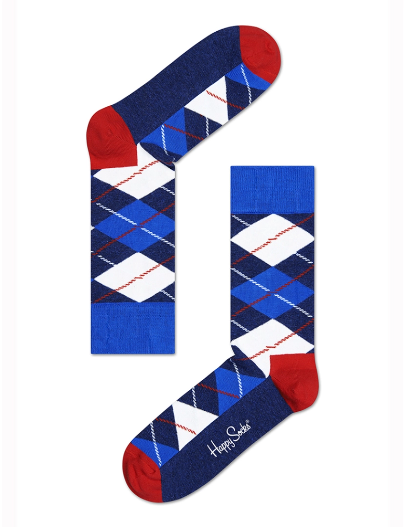 Happy Socks - Meias Happy  Argyle azul