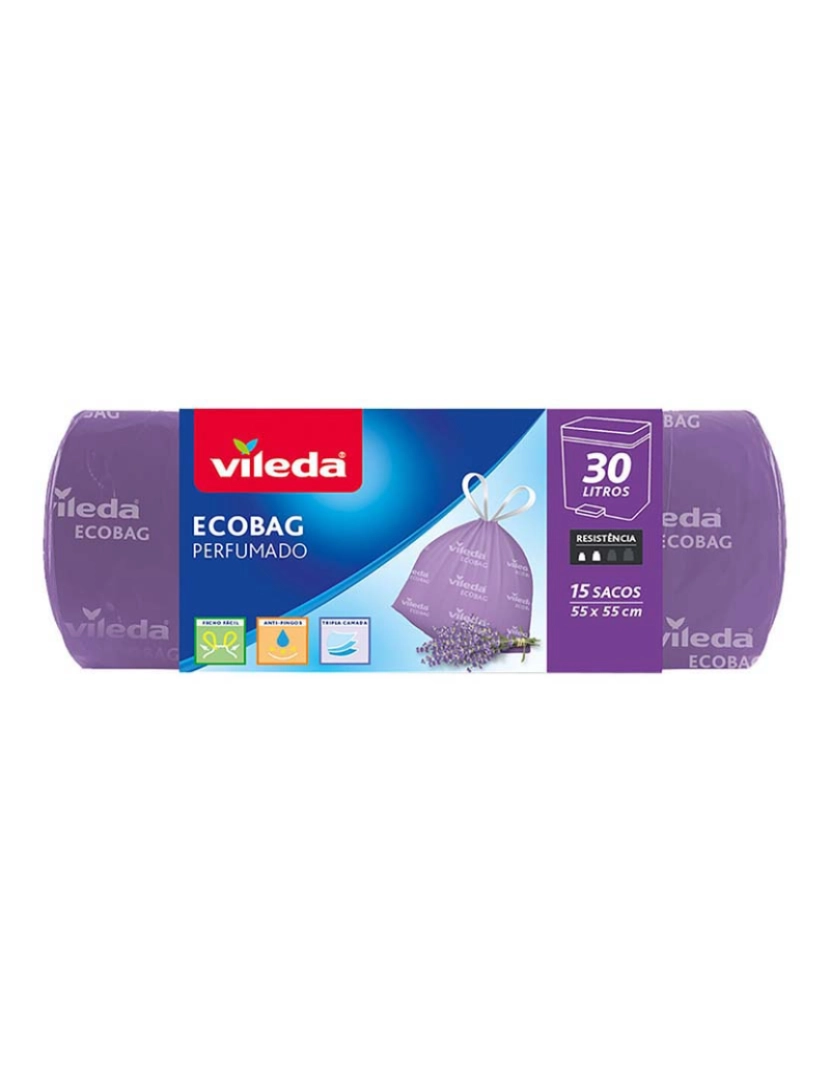 Vileda -  SACO LIXO SUPER + PERFUMADO LAVANDA 30L (15 UN) 