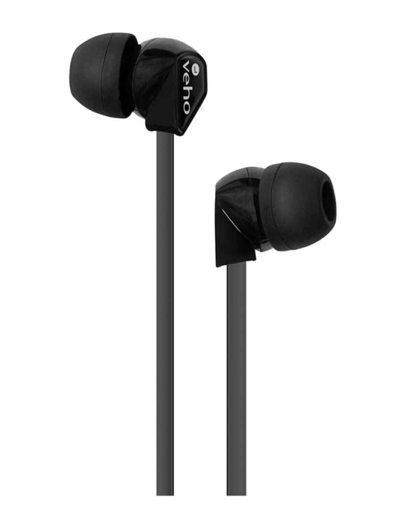 Veho - Veho Z1 Noise Isolating Stereo Earphones with Flat Flex Anti Tangle Cord - Dark Grey