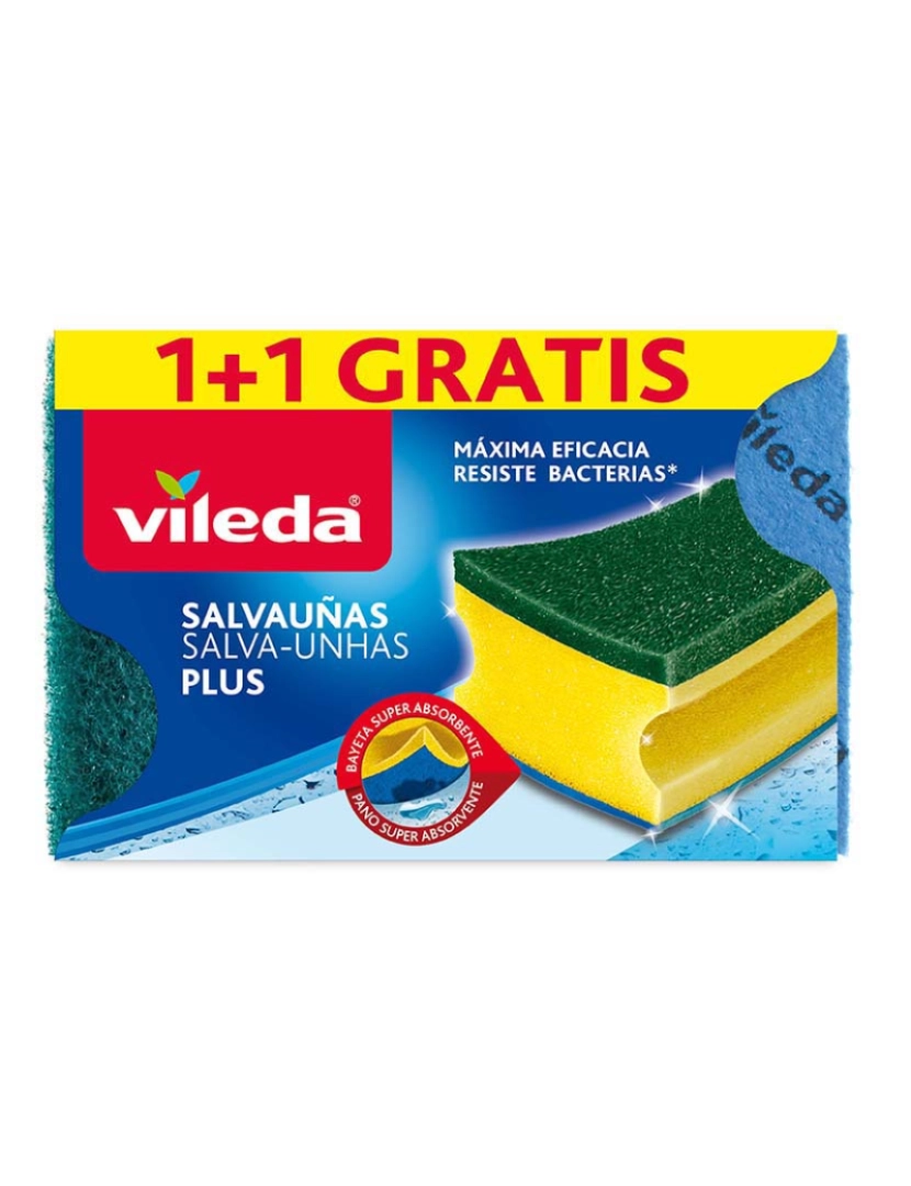 Vileda -  SALVA UNHAS FIBRA VERDE PLUS  1+1 UN GRÁTIS