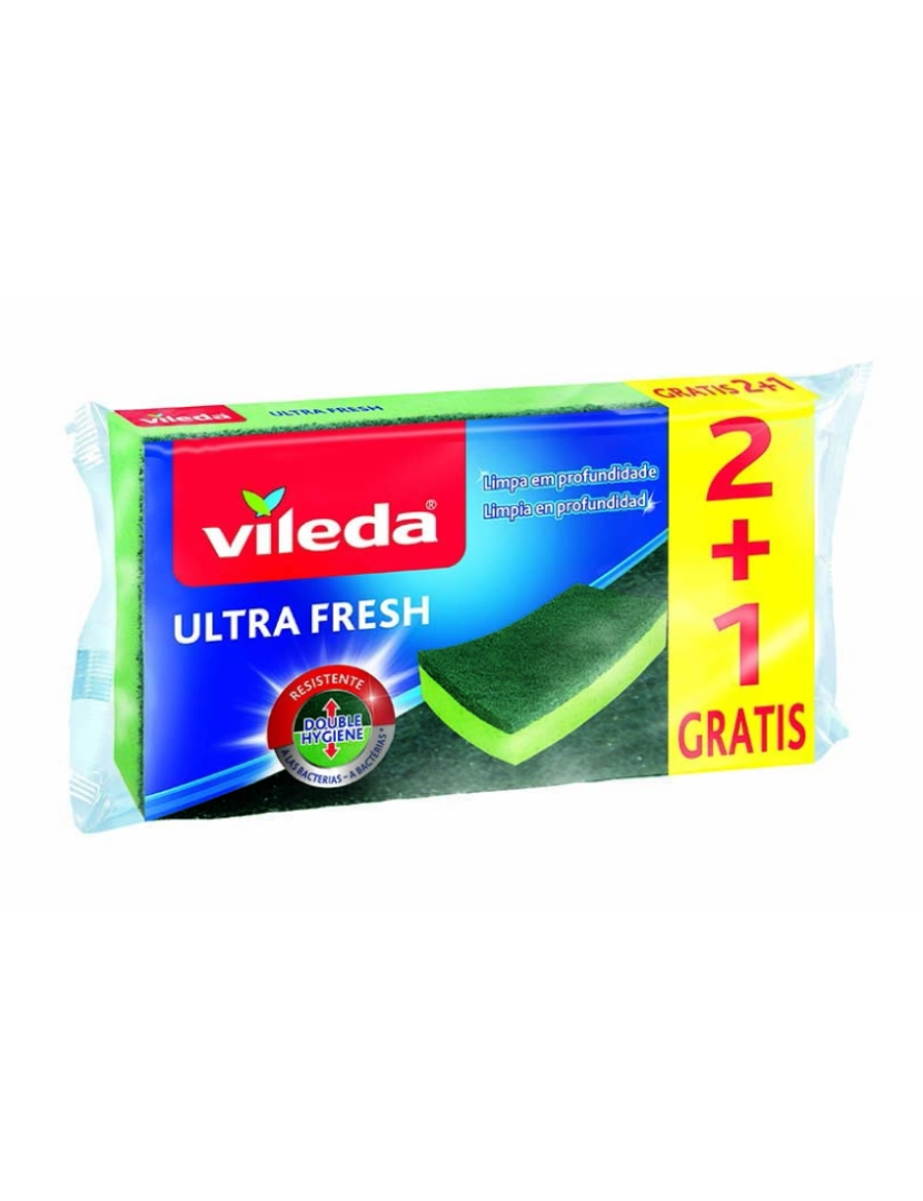 Vileda -  ESFREGÃO FIBRA VERDE ULTRA FRESH 2+1 UN GRÁTIS