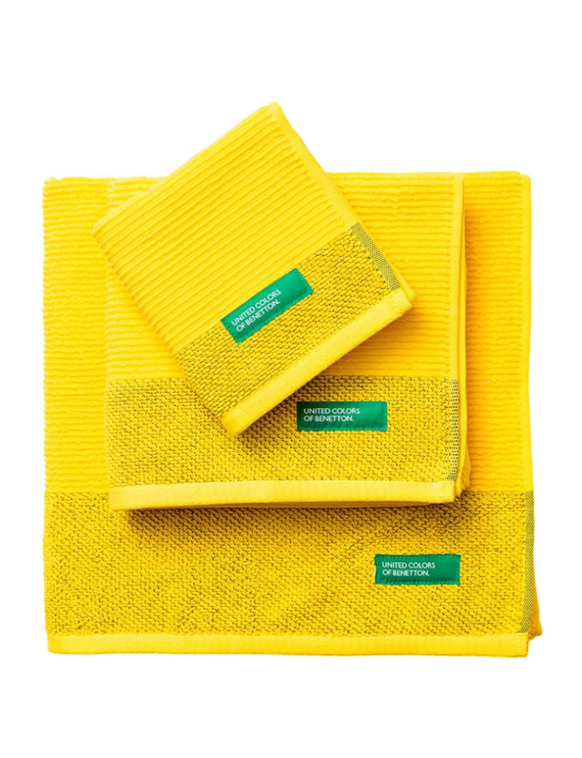 Benetton - Conjunto de toalhas de banho de algodão amarelo Benetton