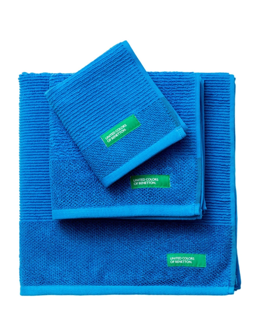 Benetton - Conjunto de toalhas de banho em algodão azul Benetton