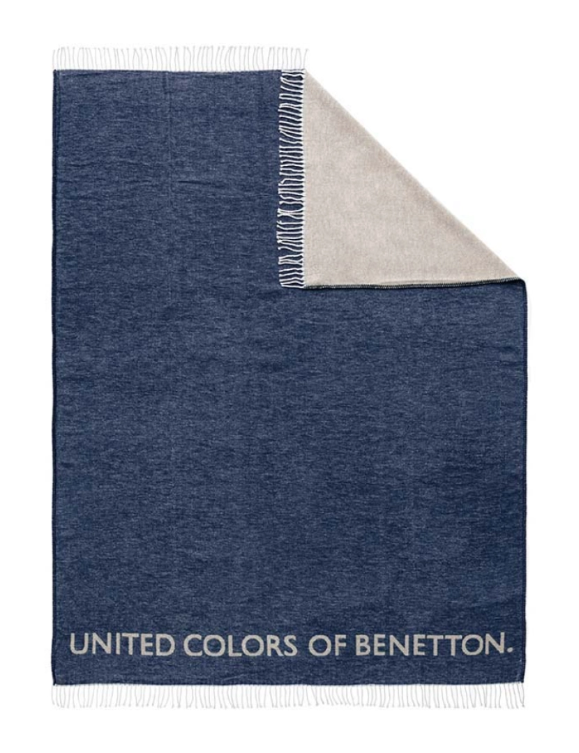 Benetton - Manta Benetton Azul e Cinzento