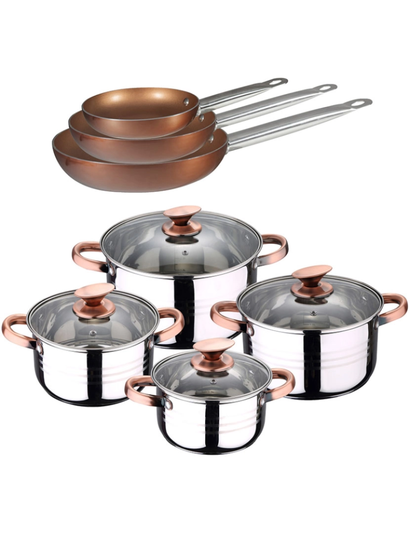 San Ignacio - Conjunto de bateria de cozinha 8 peças sip + conjunto de 3 panelas de chef profissional de cobre mais 20/24/28