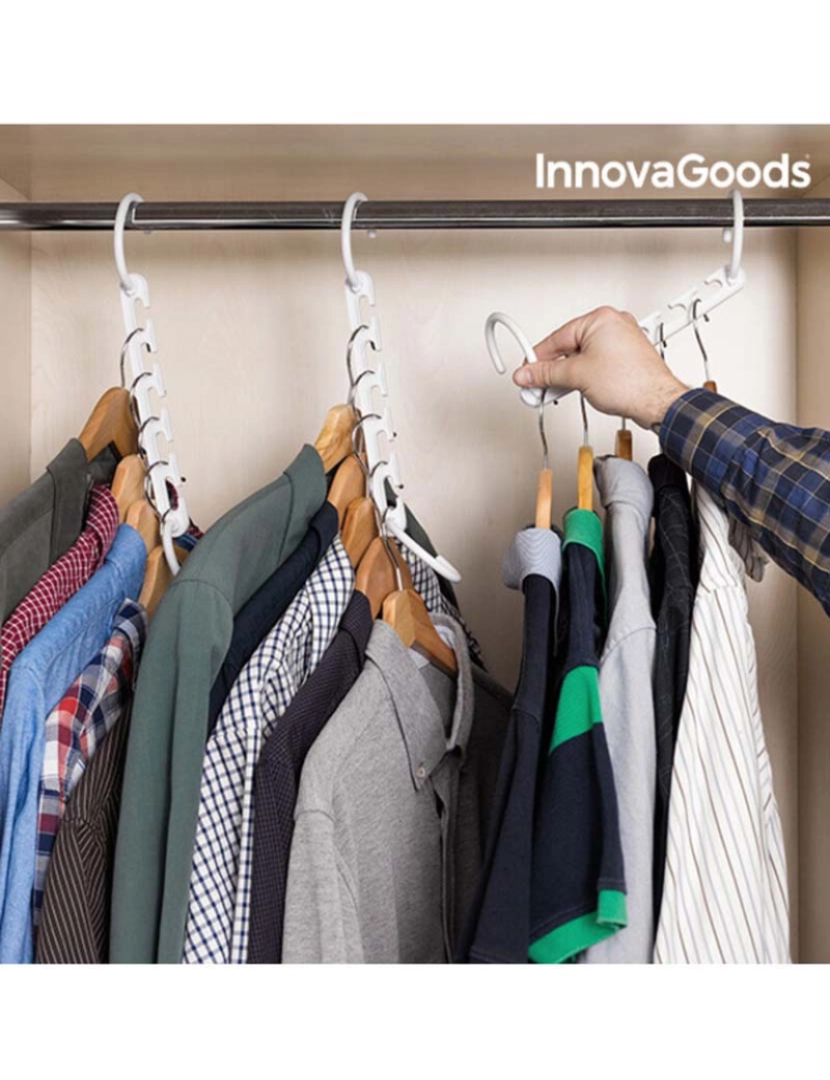 Innovagoods - Organizador de Cabides para 40 Peças de Roupa Plusrobe InnovaGoods 24 Peças