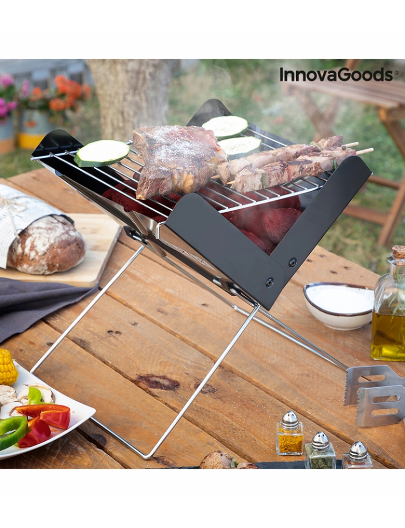 Innovagoods - Mini Grelhador Dobrável Portátil para Carvão Foldecue InnovaGoods