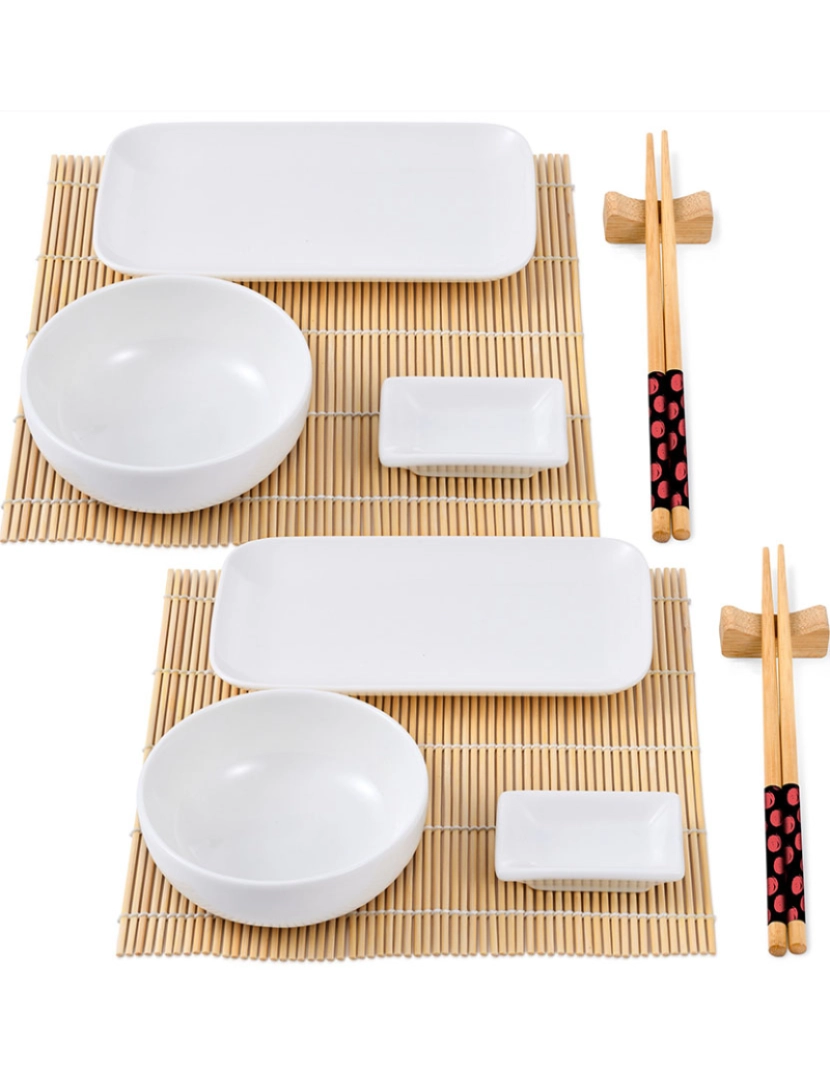 Bergner - Conjunto de sushi de 12 peças (porcelana + bambu + madeira) coleção bergner foodies