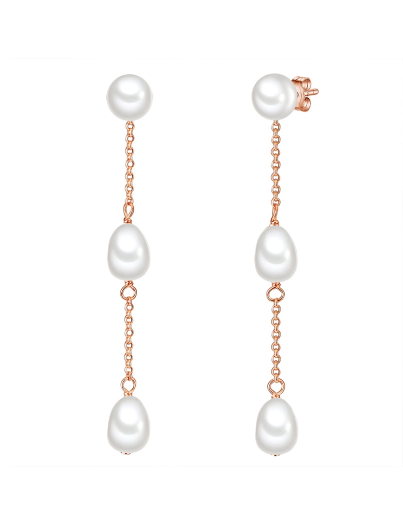 Valero Pearls - Brincos Rose Gold Pérolas Brancas