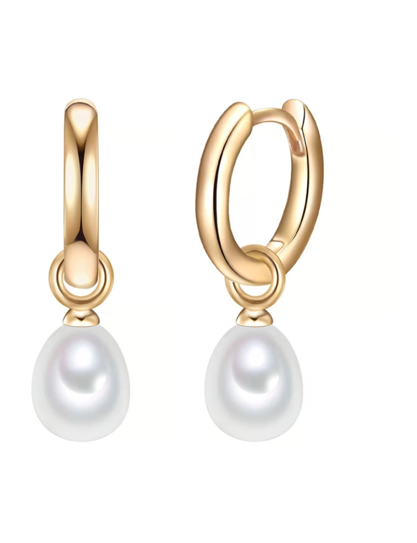 Valero Pearls - Brincos Argola em Prata Pérola Dourado