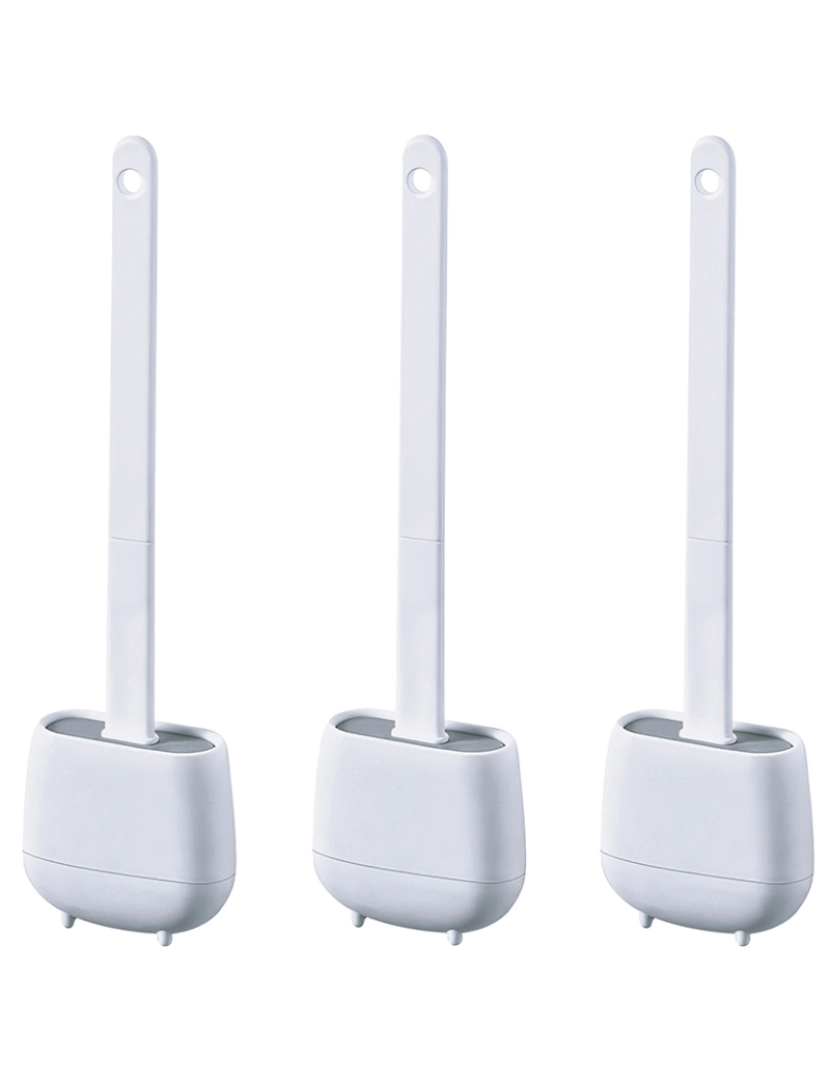 Joybos - 3x escovas e suportes para vaso sanitário, escova e suporte para vaso sanitário, silicone e borracha termoplástica, branco