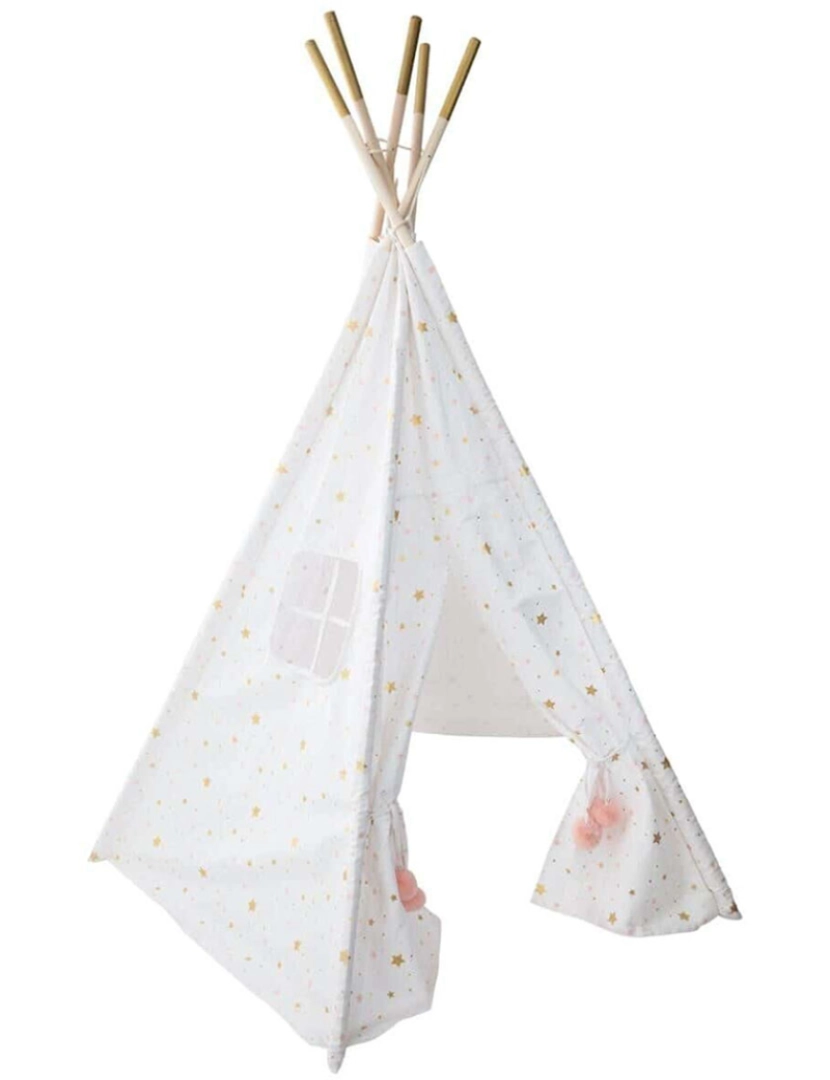 Atmosphera - Tipi de alta qualidade com 160 cm de altura, branco com estrelas rosa e douradas