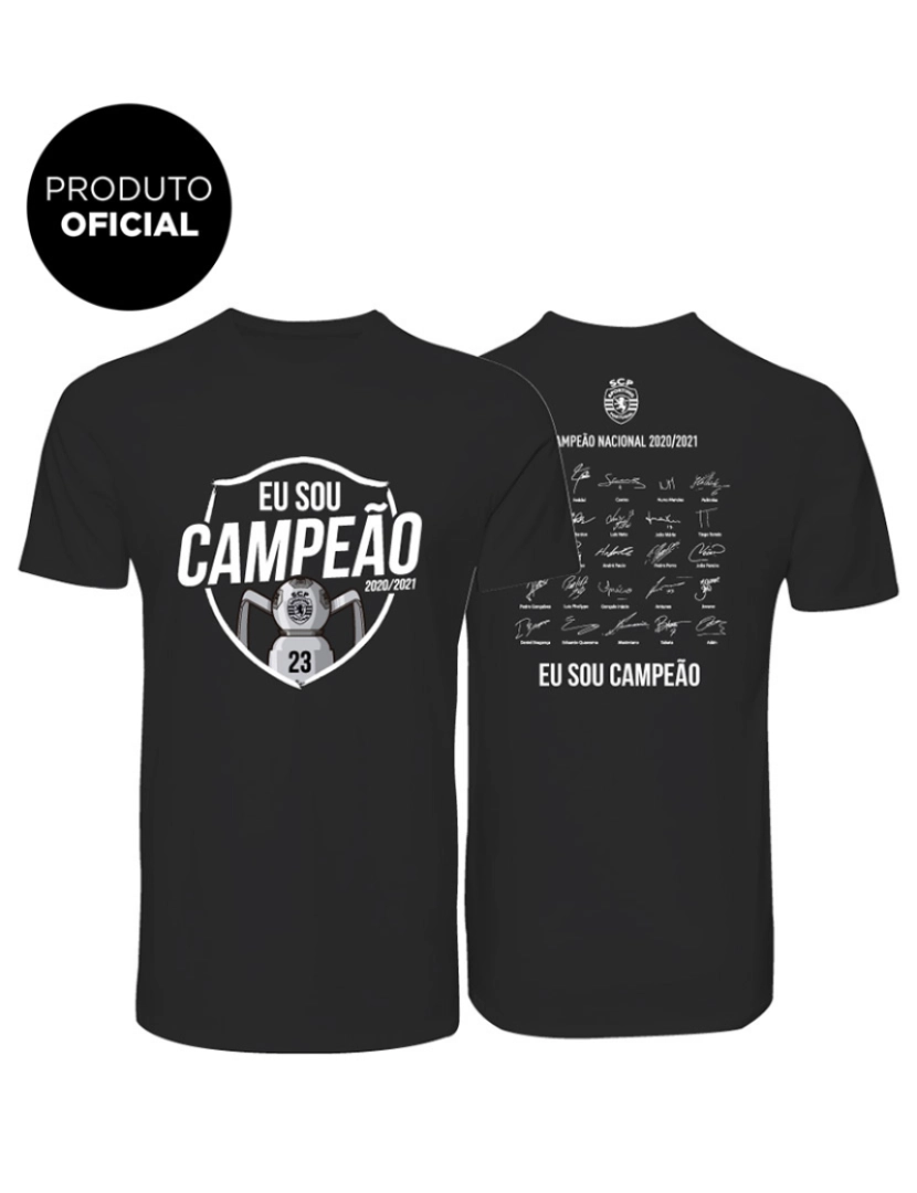 Sporting - T-Shirt Sporting  Eu Sou Campeão Cinzento