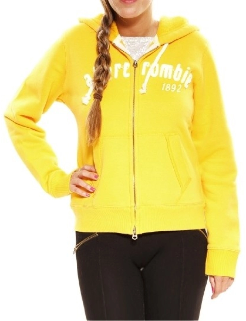 Abercrombie & Fitch  - Sweatshirt C/ Fecho Abercrombie Amarelo & Branco