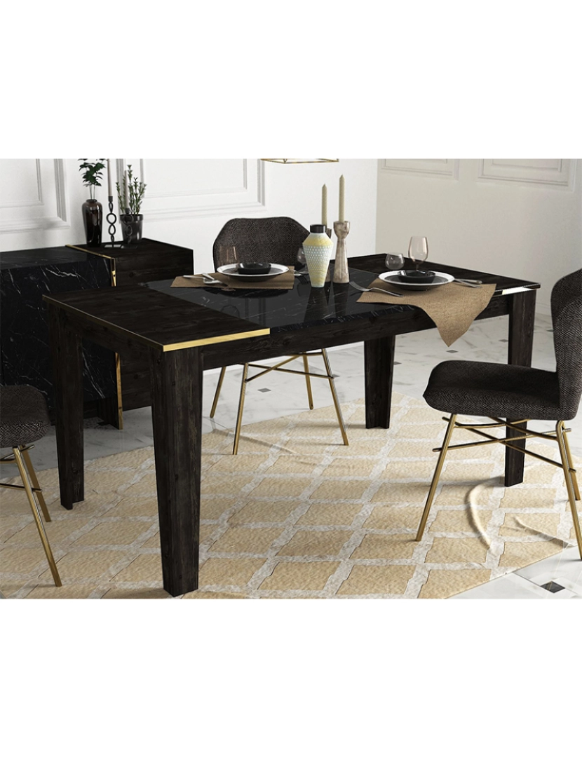 ASR - Mesa Jantar Preto e Dourado