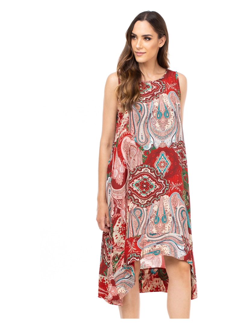 Tantra - Vestido Oversize Estampado C/ Bolsos Senhora Vermelho