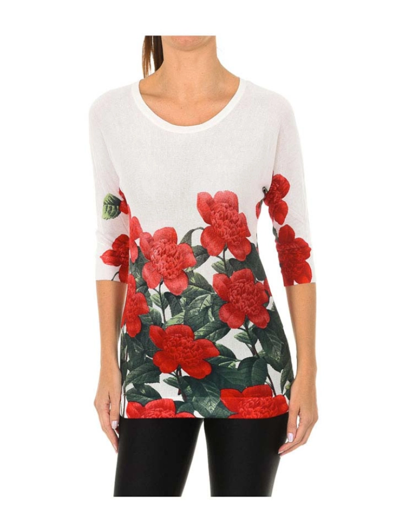 Desigual - Camisola Manga 3/4 Senhora Branco, vermelho e Verde