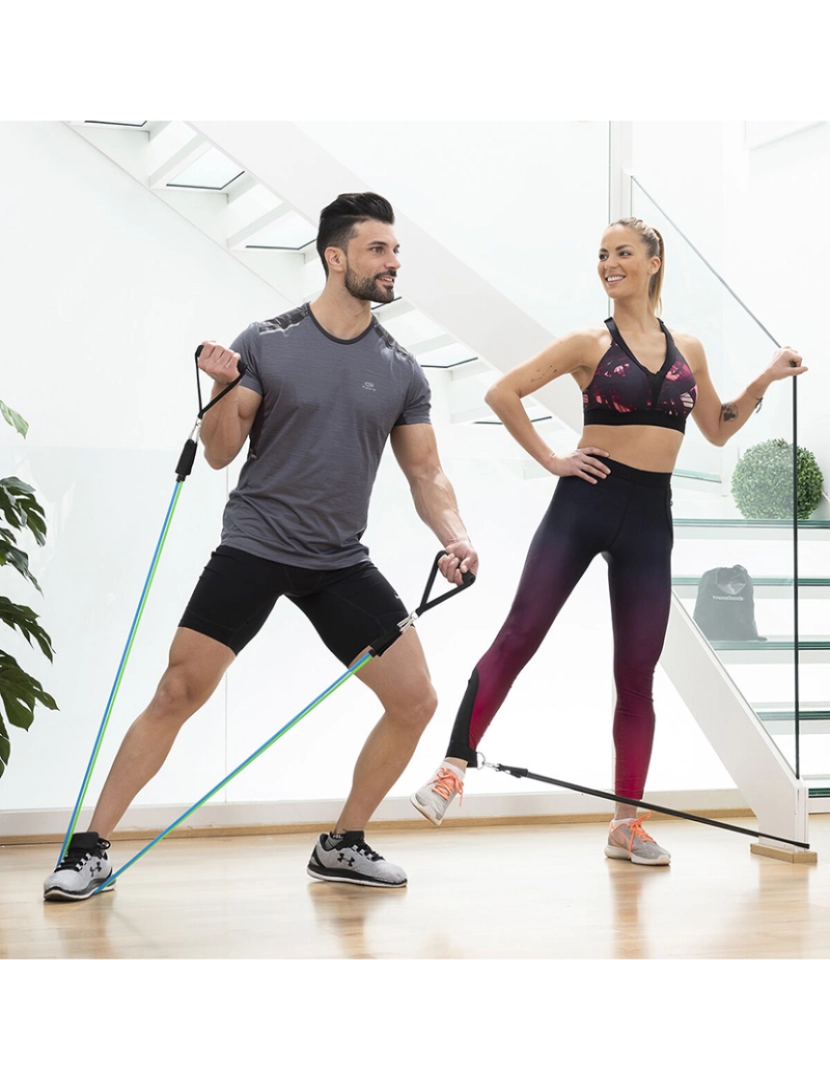 Innovagoods - Conjunto de Elásticos de Resistência com Acessórios e Guia de Exercícios Tribainer InnovaGoods 3 Unidades