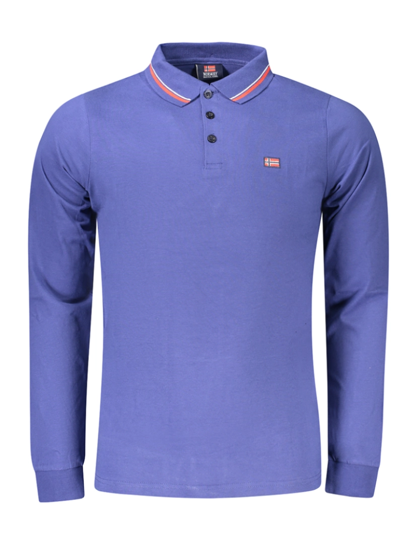 Norway 1963 - Camisa polo manga comprida azul para homem