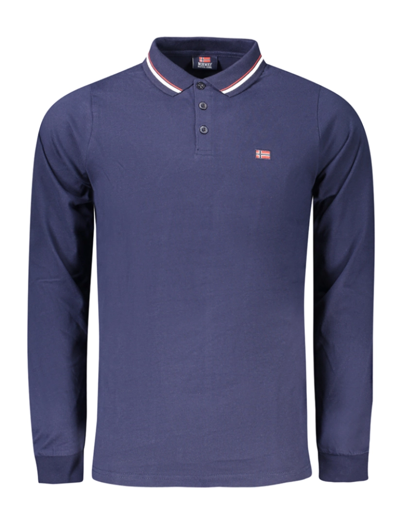 Norway 1963 - Camisa polo manga comprida azul para homem