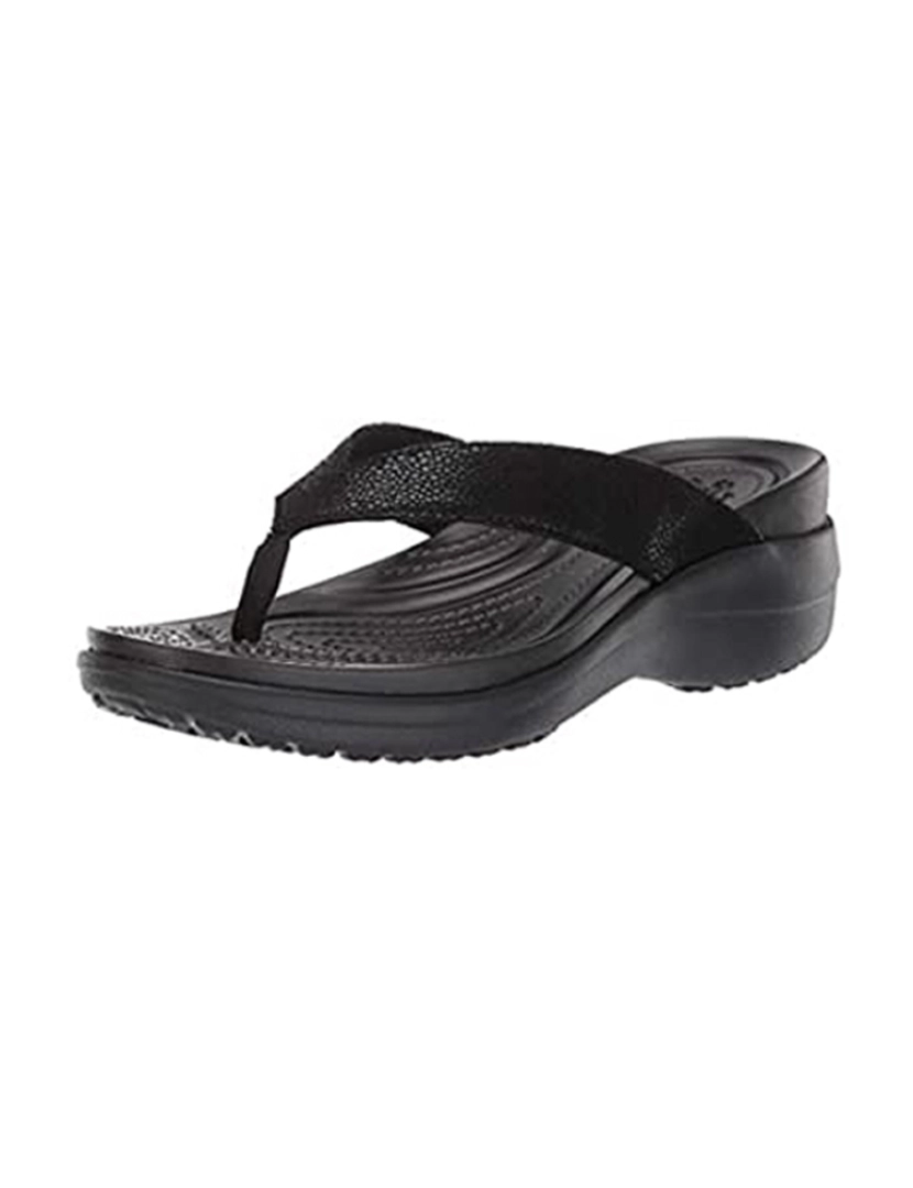 Crocs - Chinelo Crocs Capri Strappy Flip W Preto