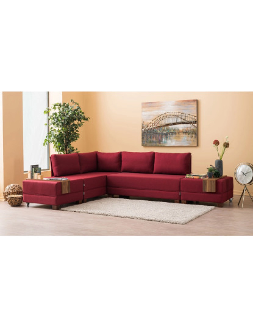 ASR - Sofá Chaiselongue Esquerda Fly Claret Vermelho