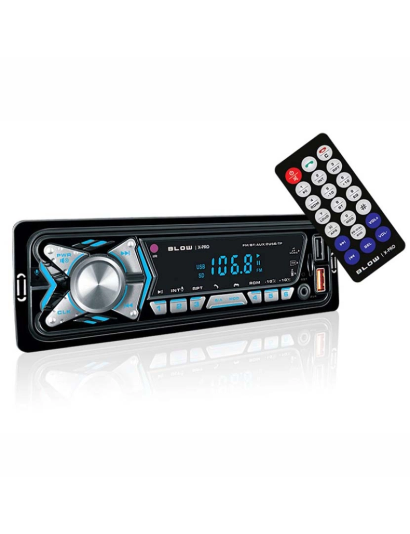 Div - Auto-Rádio Bluetooth/MP3/AUX/FM C/ Controlo Remoto          