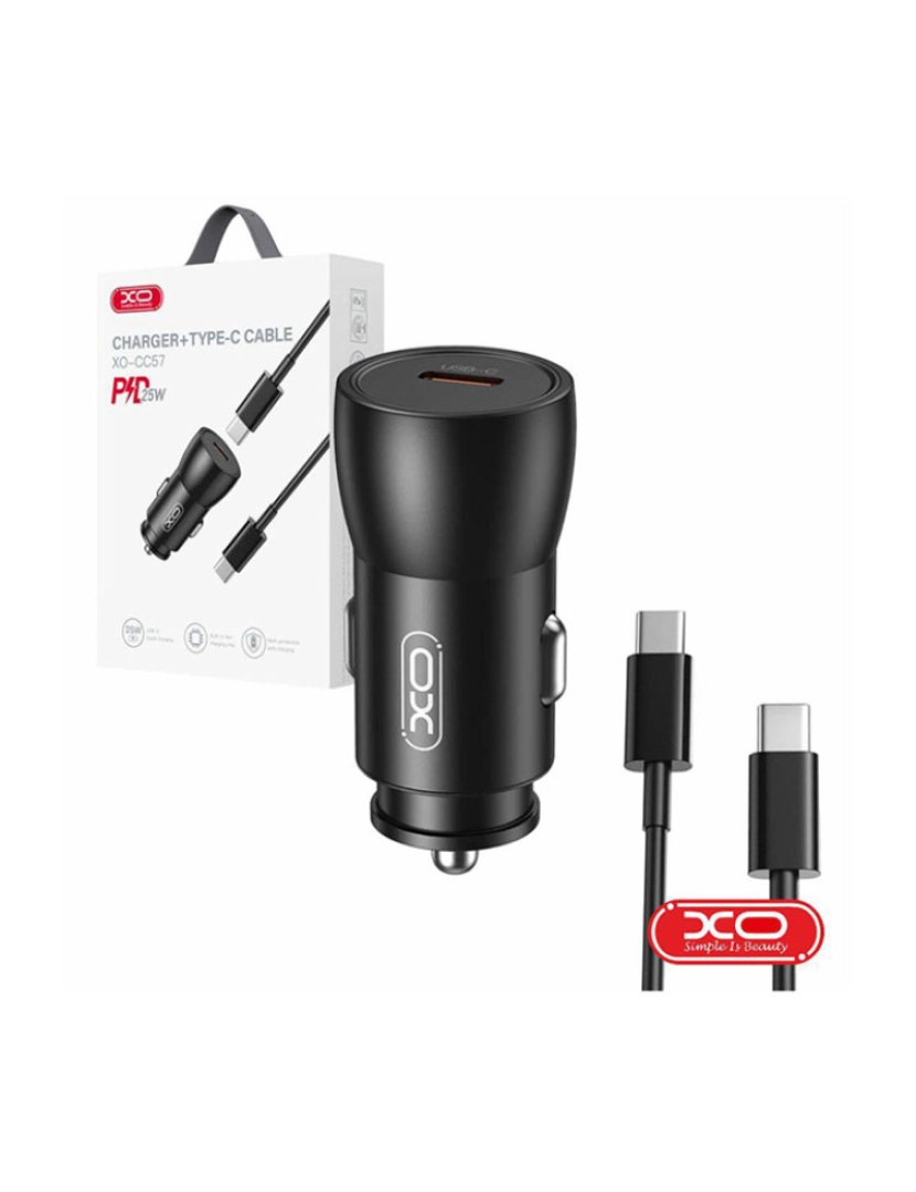 XO - Adaptador Isqueiro USB-C PD 25W C/ Cabo USB-C 1M XO         