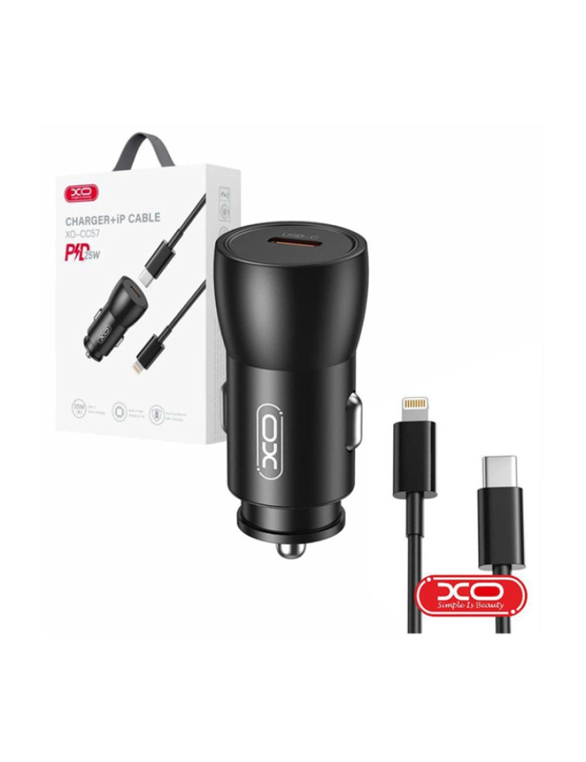 XO - Adaptador Isqueiro USB-C PD 25W C/ Cabo Lightning 1M XO     