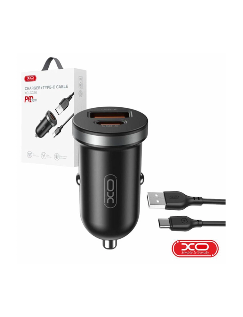 XO - Adaptador Isqueiro USB-A PD / USB-C 30W C/ Cabo USB-C XO    