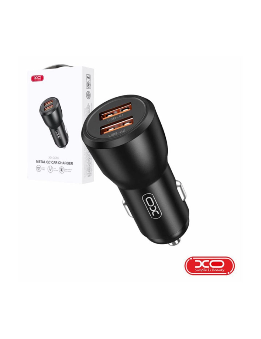 XO - Adaptador Isqueiro 2 USB-A 5V 18W QC-30W XO                 