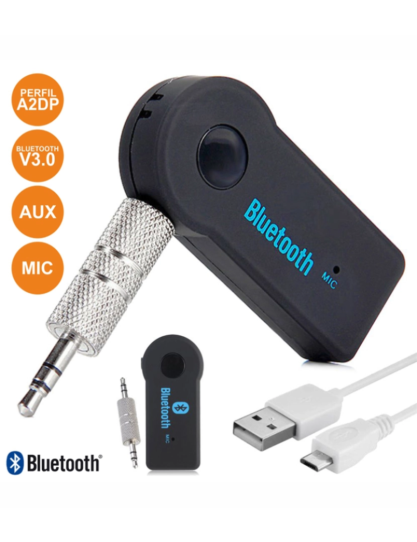 Div - Receptor Áudio Bluetooth C/ Adaptador Aux                   