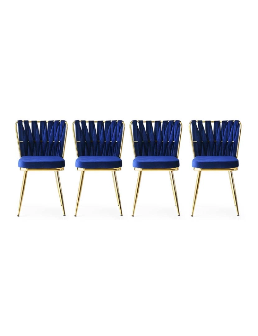 ASR - Pack 4 Cadeiras Dourado Azul Navy