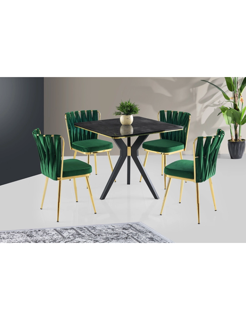 ASR - Mesa Jantar Kare Ikon Preto Dourado