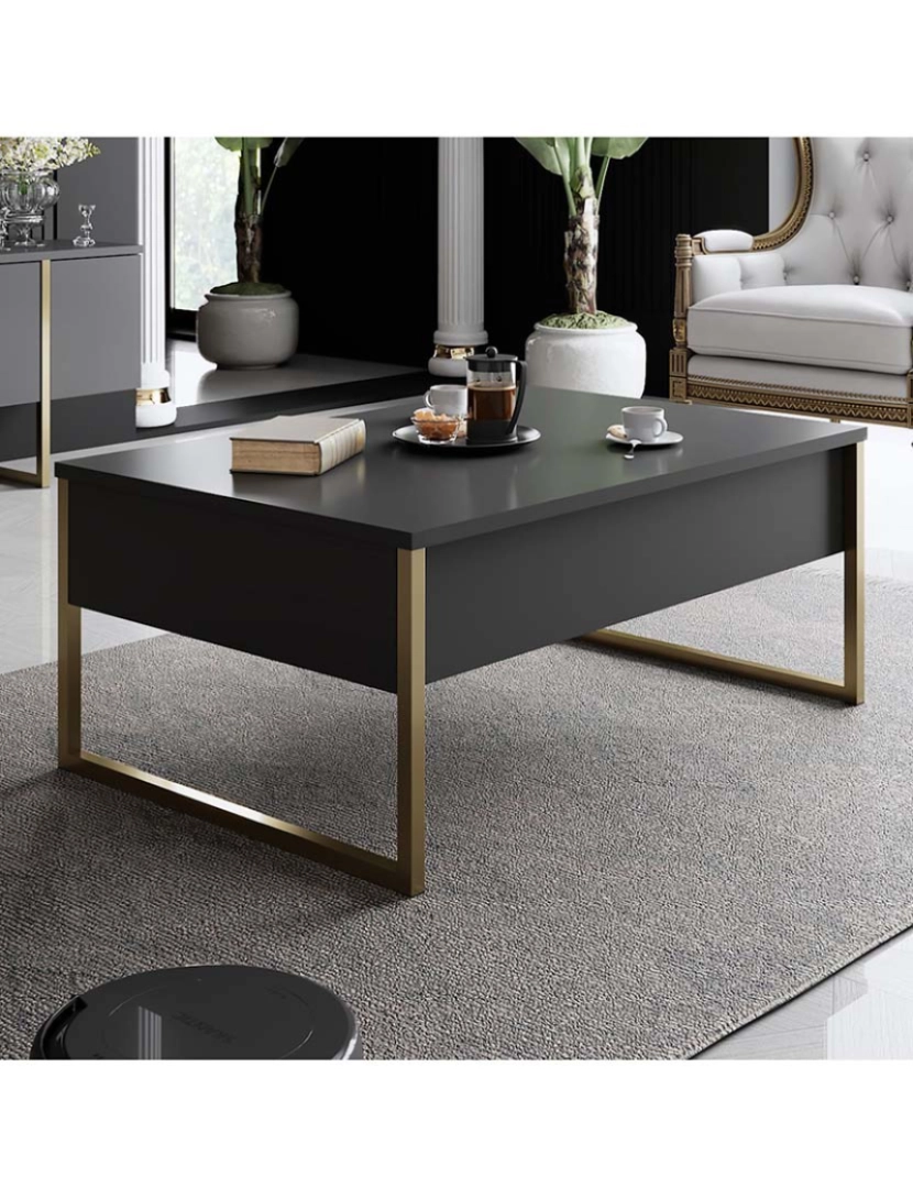 ASR - Mesa Centro Luxe Antracite Dourado