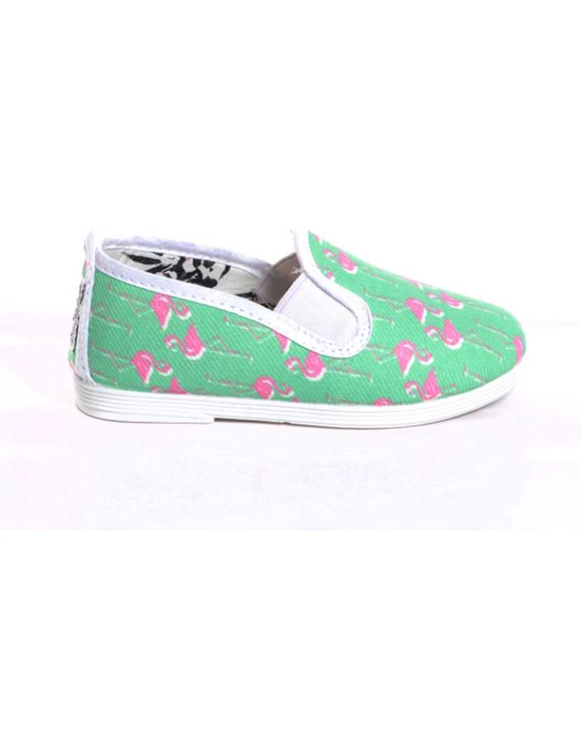 ShoeColours - Slip-on Flossy Criança Print Flamingos Verde