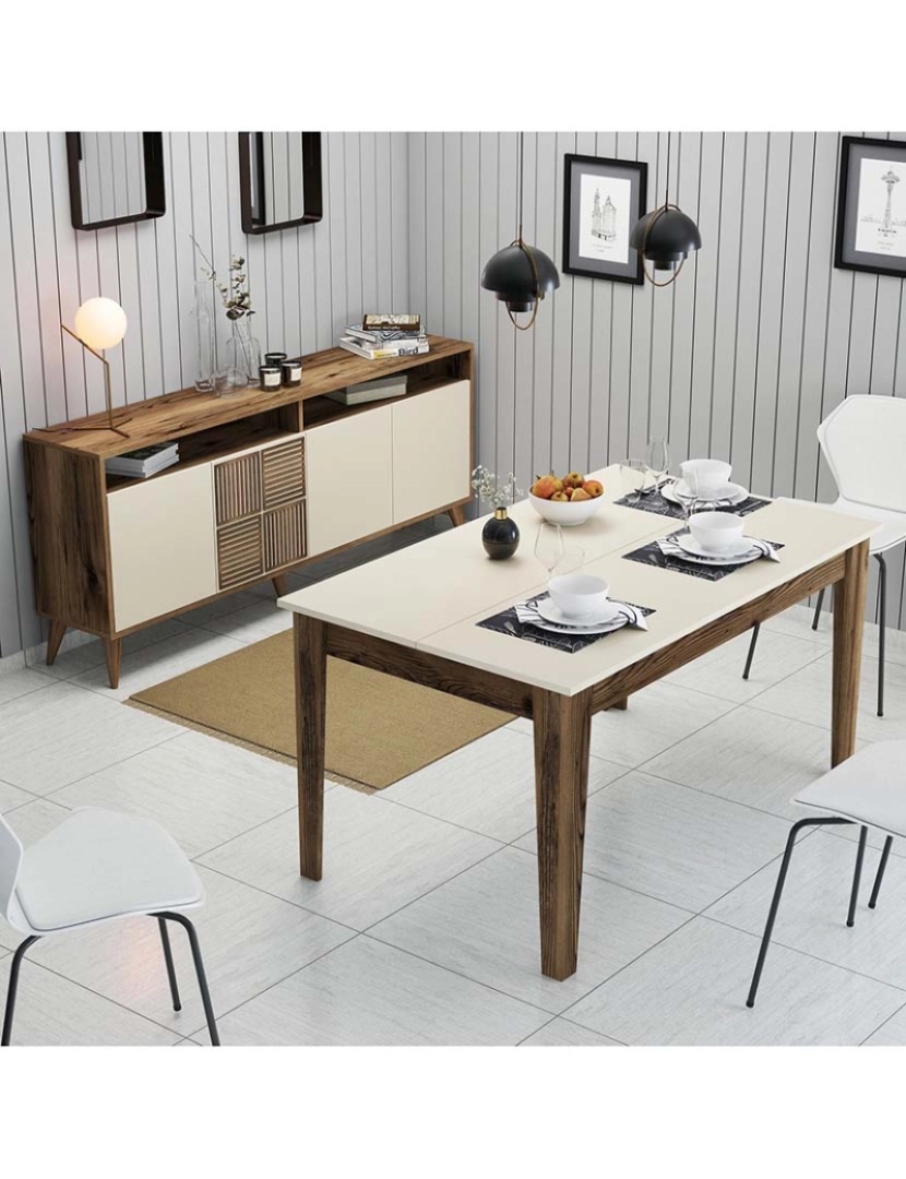 ASR - Combinação Móvel Tv Milan Walnut Creme