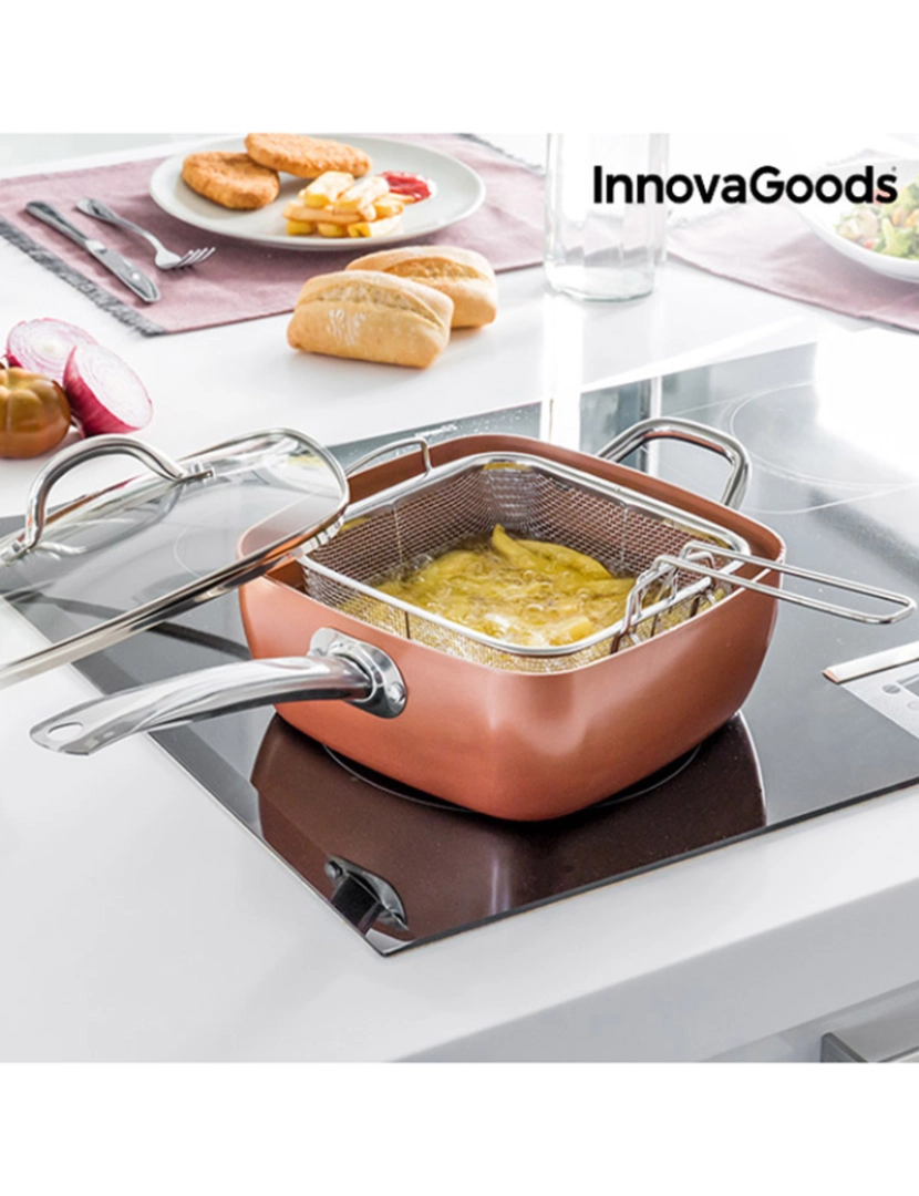 Innovagoods - Conjunto de Frigideira Multifunções 5 em 1 Copper Coppans InnovaGoods 4 Peças