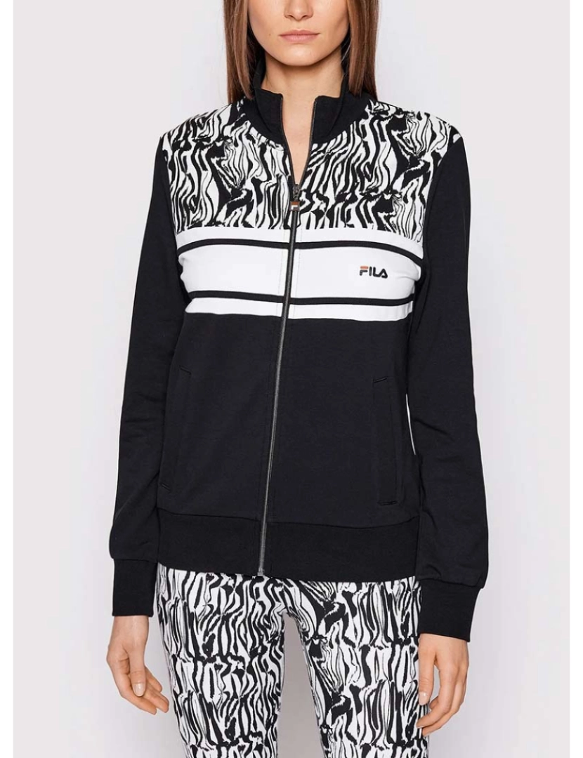 Fila - Sweatshirt Senhora Preto Beauty/Bright Branco Abstract Zebra Aop