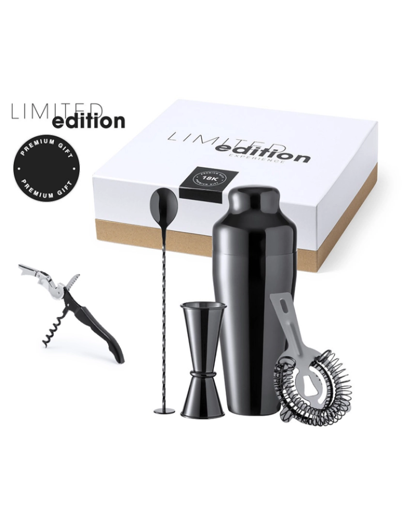 Utilinox - Set cocktail BLACK INOX+Saca-Rolhas Preto