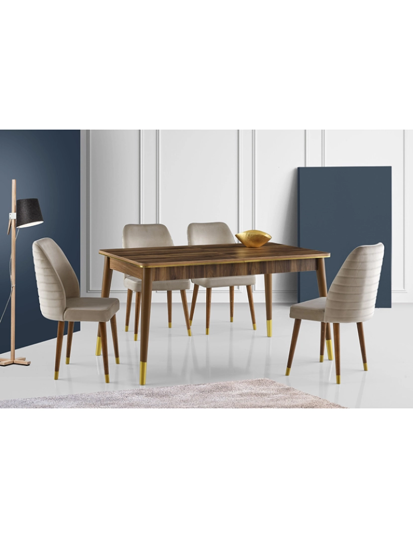 ASR - Mesa Jantar Flora Walnut Dourado