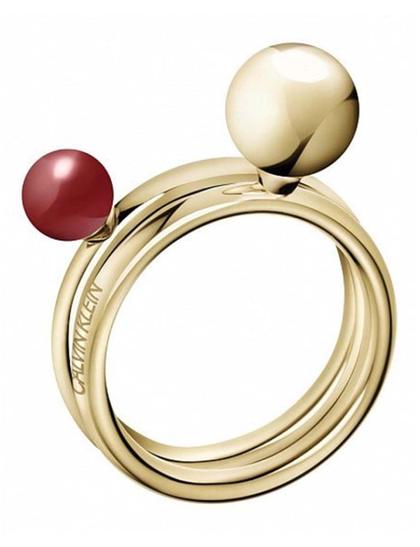 Calvin Klein - Anel Ring Set 2 Bub Pvdpol Amarelo Thin Redbead 06