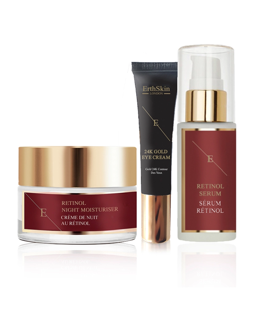 Erth Skin London - Sérum Pro Retinol 30Ml + Hidratante Noite Pro Retinol 50Ml+Creme De Olhos Ouro 24K - 15Ml